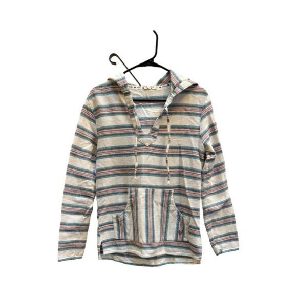 Roxy Baja Hoodie L | Woven Cotton Pullover | Boho Surf Drug Rug | Made in India - Picture 1 of 9